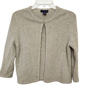 Ann Taylor wool-blend khaki‎ cardigan cottagecore hook n eye closure Md